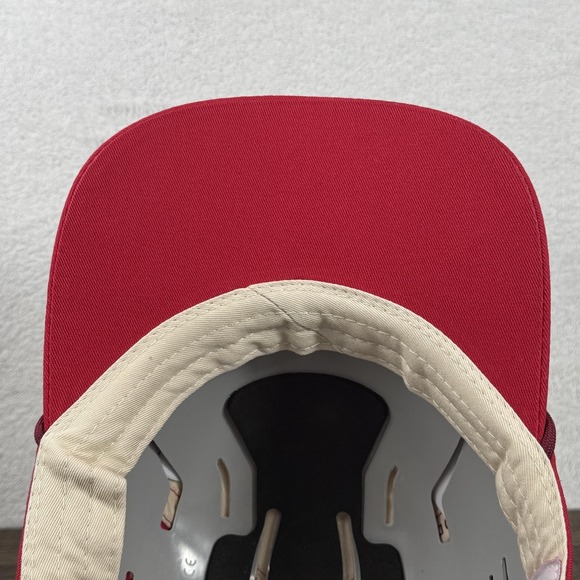 Poppi Hat Cap Snap Back Red Cream Embroidered Logo Soda Serving Taste Promo Mens - Picture 7 of 9